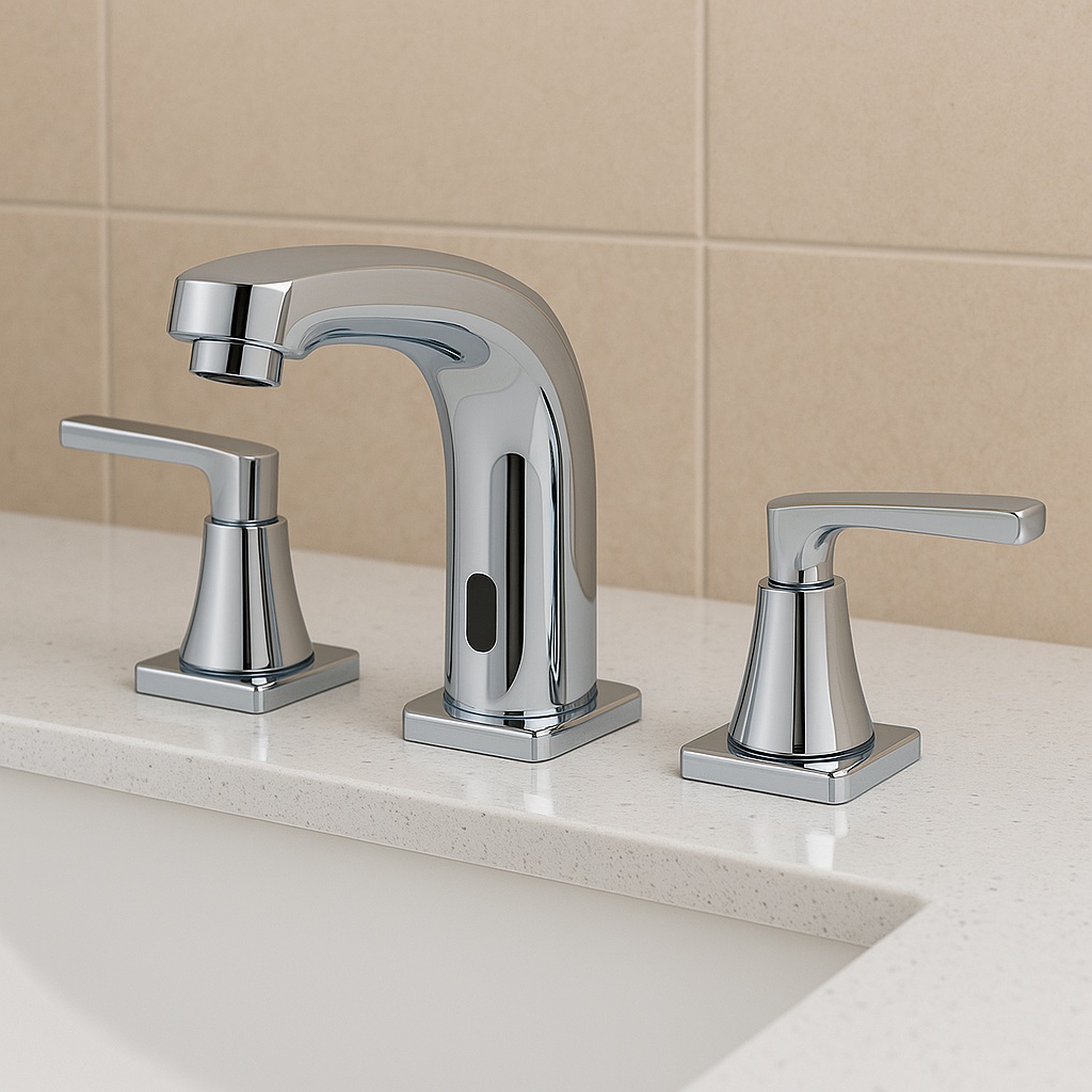 Fontana chrome commercial widespread automatic sensor bathroom faucet